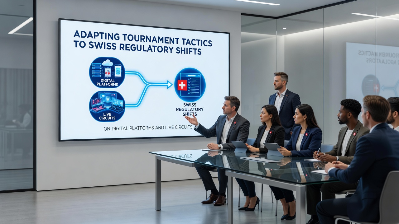 Live poker circuit in Switzerland with players reviewing updated tournament rules